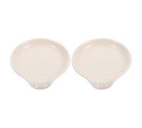 Veemoon Soportes para Cucharas de Sopa de Cerámica Reutilizables, Juego de 2 Piezas Compactas para Cocina, Reposacucharas Pequeños Blancos, Bandeja Práctica para Utensilios y Mesa
