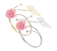 Veemoon Sujetadores de Cortinas Metálicos Ajustables 2 Unidades Abrazaderas con Diseño de Flores de Aleación de Aluminio Colores Rosa Dorado y Rosa Plateado Broches Decorativos para