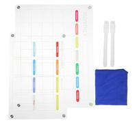 Veemoon Tablero Magnético Acrílico Transparente para Nevera Pizarra de Borrado Seco Reutilizable con Calendario Mensual y Semanal Incluye Marcador Blanco y Paño Planificador Doméstico