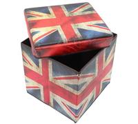 Veemoon Taburete de Almacenamiento Plegable con Diseño Retro de Bandera Británica para Hogar Baúl con Tapa Multiusos para Sala y Dormitorio