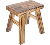 Veemoon Taburete de Madera Maciza Pequeño Adultos, Asiento Corto Acabado en Pintura Ecológica Carbonizada, Antideslizante y Seguro para Uso en Cocina, Baño y Dormitorio