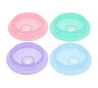 Veemoon Tapa para Tarro de Cristal con Orificio para Pajita, Compatible 16/20 Oz, Pack 4 Unidades, Diseño a Prueba de Fugas, Colores Rosa Azul Verde y Morado, Tapa para Vasos Mason Jar