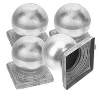 Veemoon Tapas de Hierro para Postes de Valla Cuadradas 80x80 Mm, 4 Piezas, Cubiertas Protectoras para Columnas de Barandillas de Tráfico, Tapas Resistentes Diseño de Bola y Bordes Lisos