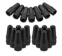 Veemoon Tapones de Válvula Franceses para Neumáticos de Bicicleta de Carretera, 50 Piezas, Metal Negro, Tamaño 0,67 X 0,22, Protección contra Polvo y Agua para Ciclismo de Montaña