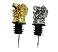 Veemoon Tapones de Vino de Aleación Forma de Cabeza de León Set de 2 Unidades Dorado y Plateado Vertedores para Botellas de Vino Ideales para Fiestas Casa y Servir Estilo