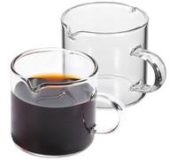 Veemoon Tazas de Espresso de Vidrio de Borosilicato Transparente 2 Unidades Diseño de Doble Boquilla para Café Resistentes al Calor Ideales para Uso Diario Cafetería y Hogar