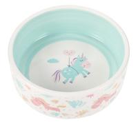 Veemoon Tazón para Mascotas de Cerámica Azul Diseño de Dibujos Animados, Comedero Antideslizante para Gatos y Perros Que Ayuda Digestión Alimentación Diaria