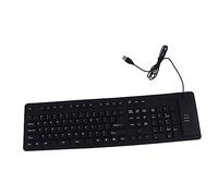 Veemoon Teclado de Silicona Enrollable USB de 109 Teclas, Ultrafino y Silencioso, Portátil para Ordenador, Negro, Bolsa