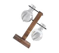 Veemoon Terrario Hidropónico de Mesa Soporte de Madera Jarrón de Cristal Transparente para Plantas Hidropónicas Juego de 2 Unidades Maceta Decorativa para Escritorio y Hogar