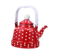 Veemoon Tetera Esmaltada Vintage 1,1l Rojo Puntos Hervidor de Agua Seguro para Té en Casa Tetera Decorativa para Cocina Doméstica