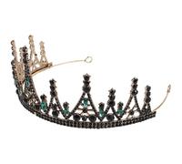 Veemoon Tiara Barroca para Novia Gemas de Imitación Verdes Diadema Nupcial Retro de Metal Antiguo Accesorio Elegante para Boda y Fiesta Piezas de Pelo para Mujer