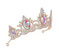 Veemoon Tiara Barroca Vintage para Novia Gemas de Imitación en Forma de Gotas de Agua, Diadema Ligera de Aleación, Accesorio Cabello de Boda y Eventos Obsequios, Colorido, 1 Unidad