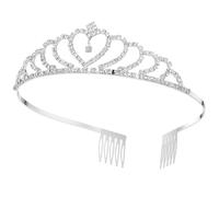 Veemoon Tiara De Novia Brillante Con Corazón Para Dama De Honor - Diadema De Diamante De Imitación - Nupcial Elegante Para Mujeres y Niñas Accesorio Para El Cabello En Bodas