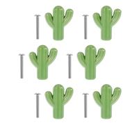 Veemoon Tiradores de Cerámica para Armarios 6 Piezas Tornillos Pomos de Puerta Verdes en Forma de Cactus Accesorios Decorativos para Muebles de Cocina Cajones y Closets