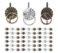 Veemoon Tiradores Mini Metálicos Vintage de Hierro para Muebles, Perillas Redondas Pequeñas de 20 Piezas en Azul Antiguo, Cobre Rojo y Plata, Pomos Retro para Cajones y Armarios, Uso en