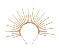 Veemoon Tocado de la Virgen María Diosa | Diadema dorada con diamantes de imitación en forma de sol y punta | metálica espectacular para ocasiones religiosas, cosplay, fiestas y festivales con un