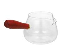Veemoon Vaso de Leche de Cristal 350ml con Mango de Madera Resistente al Calor y Fácil de Limpiar, Taza Práctica para Ceremonia del Té Hogar