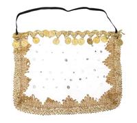 Veemoon Velo Facial de Malla Rosa para Danza del Vientre con Lentejuelas, Accesorio para Disfraz y Cosplay, 1 Pieza, Adecuado para Presentaciones y Actuaciones