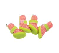 Veemoon Zapatos para Perros Pequeños 4piezas, Botines Transpirables de Malla Roja con Suela Antideslizante y Resistente al Desgaste, Protectores de Patas para Exteriores, Paseo y Juego