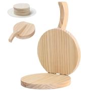 Veesper 16.5 Press de Tortilla de Madera Natural, Prensa de Masa de maíz Redonda para Tortillas mexicanas caseras, roti, chapati, Tacos y pataconera, Herramienta fácil de Cocina de Bricolaje