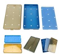 Veesper Bandeja de esterilización, 6.3x3.5x0.8 Instrumentos DE PLÁSTICO Caja de esterilizador con Estera de Silicona, Caja de Almacenamiento Resistente al Calor para clínicas y hospitales