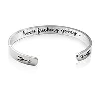 Veesper Brazalete Brazalete abierto Brazaletes Keep Fucking Going Joyería inspiradora...