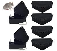 Veesper Estación de Cebo para Ratones de PP Negro, Trampa Triangular para roedores de 5x4 con 2 Llaves para Interiores, restaurantes, hoteles y Control de plagas, 6 uds.