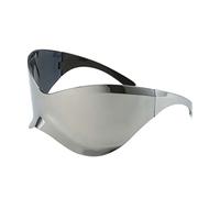 Veesper Gafas de sol futuristas Estilo alienígena Escudo envolvente Gafas de sol deportivas para hombres Mujeres Ciclismo Correr Protección UV al aire libre futuristas retro de moda Plata