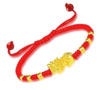 Veesper Pulsera tejida Feng Shui Pulsera ajustable Pixiu Wealth para hombres y mujeres Estilo 1 Rojo.