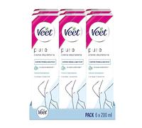 Veet Crema Depilatoria Corporal para Mujer con Aloe Vera y Vitamina E, Pieles sensibles, 6 x 200 ml, hasta 20 Semanas de Suavidad