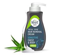 Veet Crema depilatoria para hombres, 400 ml, piel sensible, crema depilatoria para hombres, removedor de vello de pecho y cuerpo, hidrata, sin cortes, depilación, piel suave