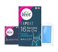 Veet Expert - 16 tiras de cera fría - para piel sensible - procesamiento perfecto - depilación duradera