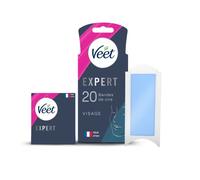 Veet Expert - 20 tiras de cera para cara fría, piel sensible, mano de obra perfecta, depilación de larga duración