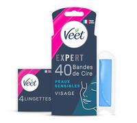 Veet Expert - 40 tiras de cera fría para cara - piel sensible - procesamiento perfecto - depilación duradera