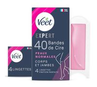 Veet Expert - 40 tiras de cera fría para cuerpo y piernas, piel normal, acabado perfecto, depilación duradera