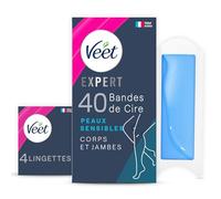 Veet Expert - 40 tiras de cera para cuerpo y piernas - para piel sensible - procesamiento perfecto - depilación duradera