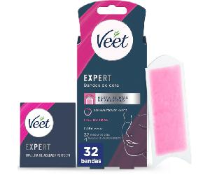 Veet Expert Bandas Cera Fría Depilación Facial 32 uds