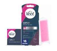 Veet Expert Bandas de Cera Fría Depilatoria para Depilación Facial, Adecuado para Labio Superior (Bigote), con Manteca de Karité, 16 tiras