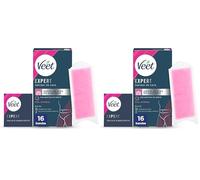 Veet Expert Bandas de Cera Fría Depilatoria para Depilación de Ingles, Área del Bikini, con Manteca de Karité, 16 tiras (Paquete de 2)