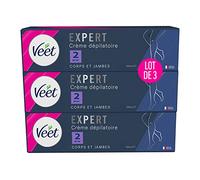 VEET Expert - Crema depilatoria para cabello rebelde, cuerpo y piernas, funciona en 2 minutos, 3 x 100 ml