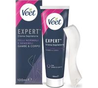 Veet Expert Crema depilatoria para piernas y cuerpo, piel normal y sensible, 100 ml
