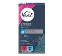 Veet Expert - Tiras de cera para depilación de axilas y línea de bikini | Tiras de cera para depilación, 28 días de suavidad, elimina los pelos más cortos de la raíz, calmante con aceite de almendras