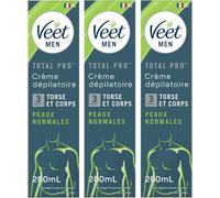 Veet Men - Crema de depilación para hombre - Piel normal - 200 ml - Paquete de 3