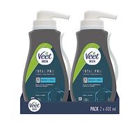 Veet Men Crema Depilatoria Masculina para Pecho Espalda Brazos y Piernas, Pieles Sensibles, Color Gris, 400 ml (Paquete de 2)