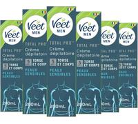 Veet Men - Crema depilatoria para hombre para piel sensible, 200 ml, 6 unidades