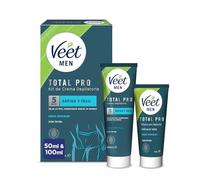 Veet Men Kit de Depilación para Zonas Íntimas del Cuerpo, Crema Depilatoria Hombre y Bálsamo Post-Depilación, Color Gris, Juego de 2 piezas