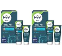 Veet Men Kit de Depilación para Zonas Íntimas del Cuerpo, Crema Depilatoria Hombre y Bálsamo Post-Depilación, Color Gris, Juego de 2 piezas (Paquete de 2)