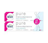 Veet Minima - Crema depilatoria de larga duración, suave después de la depilación para pieles sensibles, tubo de 200 ml (paquete de 2)