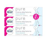 Veet Minima - Crema depilatoria de larga duración, suave después de la depilación para pieles sensibles, tubo de 200 ml (paquete de 3)