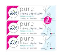 Veet Minima Crema depilatoria - Suavidad duradera después de la depilación - Piel sensible - Tubo de 100 ml (3 unidades)